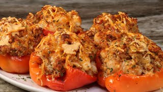 The Perfect Seafood Stuffed Bell Peppers  How To Make Seafood Stuffed Bell Peppers [upl. by Kozloski94]