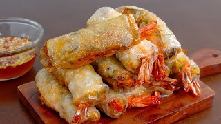 CRISPY Vietnamese Egg Rolls  Shrimp Spring Rolls Recipe With Dipping Sauce Chả Giò Recipe [upl. by Ostler]