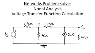 Networks Problem Solver Nodal Analysis  Voltage Transfer Function Calculation [upl. by Saticilef727]