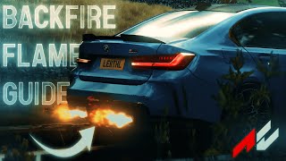 How to add BACKFIRE Flames for any car in Assetto corsa 🔥  Antilag Pops Flames tuning guide [upl. by Aridan]