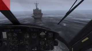 DCS World UH1H Huey startup and landing on USS Oliver Hazard Perry [upl. by Ylrahc]