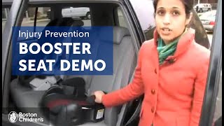 Booster Seat Demonstration  Injury Prevention  Boston Childrens Hospital [upl. by Tnahsin]