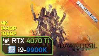 Final Fantasy XIV Dawntrail  Benchmark 1080p 1440p 4K  RTX 4070 Ti  i99900K [upl. by Nanon278]