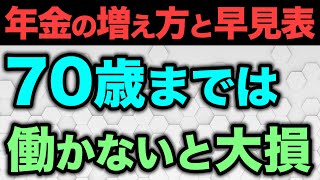 【老後資金】70歳まで働くといくら年金が増えるのか？早見表と簡単な計算方法について解説【経過的加算・​​報酬比例部分・在職定時改定・在職老齢年金​​​】 [upl. by Ellened]