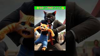 Cute Cat VS Black Cat 😰 shorts cat explore cartoon viralcats [upl. by Eidua]