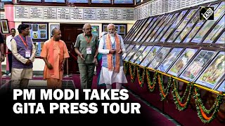 PM Modi arrives at Gita Press in Gorakhpur for Centenary celebrations takes tour [upl. by Annauj]