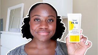 SUPERGOOP PLAY EVERYDAY LOTION SPF 50  SUNSCREEN REVIEW ON OILY ACNE PRONE SKIN [upl. by Dorella]