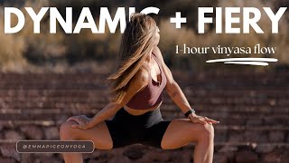 Dynamic Fiery Flow  1 Hour Yoga Class  Upbeat Vinyasa [upl. by Alyam445]