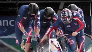 Winter Olympics Bobsled  Mechanics of Sprint Start [upl. by Barny]