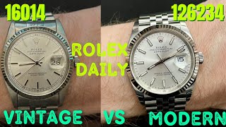 Rolex Datejust daily dont buy vintage 16014 vs 126234 40 years old vs 1 year old Silver 36mm [upl. by Atilal826]