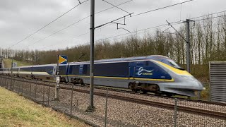 LOUD Class 373 horn amp FAST Eurostar passes on HS1  E300 E320 and Class 395 Kent [upl. by Ydurt215]