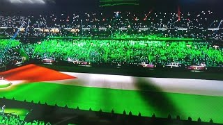 تفاعل واسع للجمهور العربي مع النشيد الوطني الفلسطيني في افتتاح بطولة كأس العرب [upl. by Kcajyllib878]