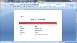 Belajar microsoft word 2007 Cara Membuat Blanko Form  Formulir Data Pribadi di Word [upl. by Aibonez272]