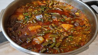 GUJARATI STYLE CHORI BATATA RINGAN NU SHAAK  WINTER SPECIAL  LONG BEANS POTATOES EGGPLANT SUBZI [upl. by Siri]