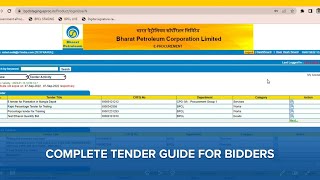 BPCL Bidders Complete Guide  Online Tender Guide [upl. by Tella]