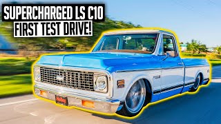 LS3 Swapped amp Supercharged 72 C10 First Drive amp Tune  Slammed Chevy C10 Truck Ep 16 [upl. by Anawal]