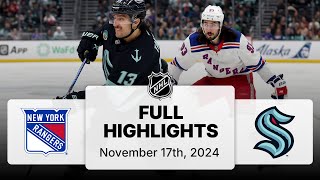 NHL Highlights  Rangers vs Kraken  November 17 2024 [upl. by Player482]