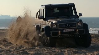 Mercedes G63 AMG 6X6 driving offroad at Knokke Beach [upl. by Roskes742]