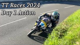 Isle of Man TT 2024  Spectacular Day 1 Action [upl. by Ahsirtak]