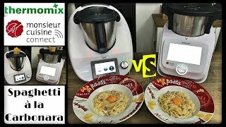 DUEL DE RECETTES  SPAGHETTI A LA CARBONARA Monsieur cuisine connect VS Thermomix Sand CookampLook [upl. by Ahsotal]