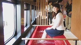 新幹線で「いい湯だな」 リゾート列車、７月運行へ Shinkansen passengers can enjoy footbaths [upl. by Huda]