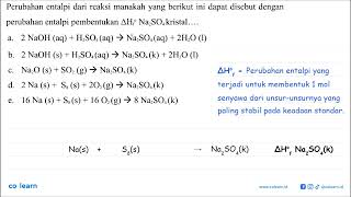 Perubahan entalpi dari reaksi manakah yang berikut ini dapat disebut dengan perubahan entalpi pem [upl. by Dorcas]