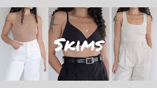 HUGE SKIMS HAUL  FITS EVERYBODY  ESSENTIALS  TRY ON  REVIEW [upl. by Naujud]