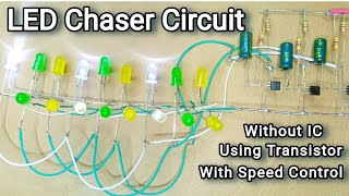 Led Chaser Circuit  Using 3 Transistor bc547  Led Chaser Run Without IC  With Speed Control [upl. by Bussy659]