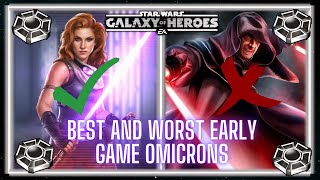 Best Ten Omicrons to Apply Early Game and Ten to Avoid  SWGOH Omicron Priorities [upl. by Eloken]