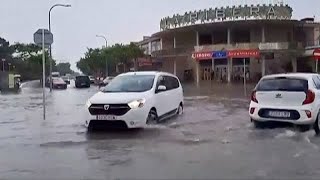 WATCH Palma de Mallorca airport hit by rainstorm rampage [upl. by Peppi]