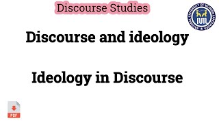 Discourse and Ideology  Ideology in Discourse [upl. by Llehcar]