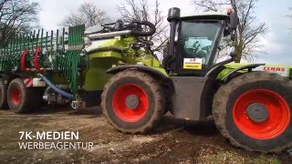 Gülle fahren 2016  Claas XERION 3300 TRAC VC mit KAWECO Auflieger  Schleppschlauch [upl. by Ahselef]