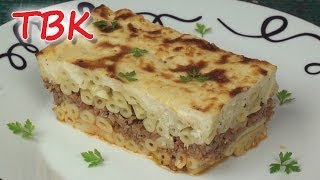 Pastitsio Recipe  Baked Pasta with Meat and Bechamel Topping [upl. by Enawtna]