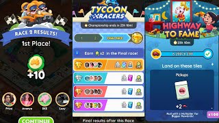 Monopoly Go  TYCOON RACERS FINAL RACE x20  💯✅ HIGHWAY TO FAME monopolygo monopolygo [upl. by Ttoille99]