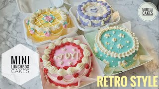 Mini Lunch Box Cake Decorating  Retro Design  Aesthetic Cake [upl. by Iams237]