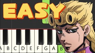 EASY⭐3 Giornos Theme FastMediumSlow  One Hand Beginner Piano Tutorial [upl. by Lozano]