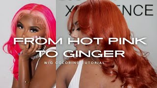 WIG COLORING TUTORIAL GOING FROM PINK TO GINGER [upl. by Baniez615]