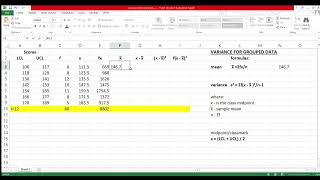 Variance for Grouped Data Using Excel [upl. by Sakovich]