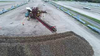 Beet Harvest 2021 Michigan Sugar Caro Piling Site Drone Footage [upl. by Arihsay]