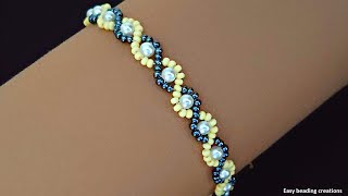 Simple bracelet pattern for beginner beaders Diy bracelet [upl. by Ynitsed170]