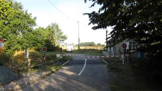 class 66 loco at level crossing near pontivy france [upl. by Tinor]