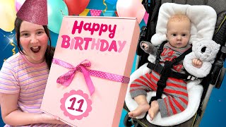 ALIYAH TURNS 11  SURPRISE BIRTHDAY SHOPPING WITH REBORN BABY ANDY [upl. by Blackwell]