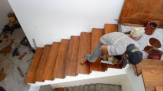 How to build Stairs Building And Installation A Wooden Staircase Treads [upl. by Yeslaehc89]