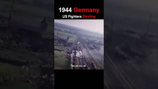 WW2 1944 P47D Thunderbolts Strafing German Ground Targets  4k 60fps Color Sound Design [upl. by Aitrop]