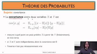 Apprentissage automatique 23  Formulation probabiliste  espérance variance et covariance [upl. by Rolyks]