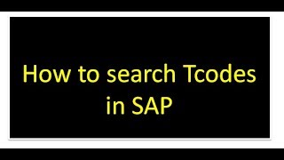 How to Search Tcodes in SAP SAP FICO Online Tutorial [upl. by Annavahs733]