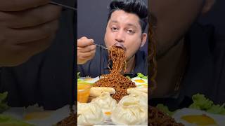 My Favourite Black Bean Korean Noodles 🍜 🔥 eatingasmr mukbang buldaknoodles [upl. by Ayhdnas]