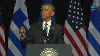 President Obama Delivers Remarks at the Stavros Niarchos Foundation Cultural Center [upl. by Sinylg]