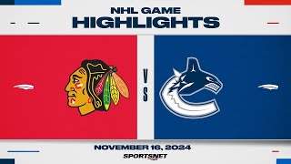 NHL Highlights  Blackhawks vs Canucks  November 16 2024 [upl. by Jewell]