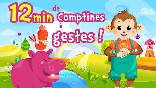 12 min de Comptines à gestes pour bébés ⒹⒺⓋⒶ Chansons avec paroles amp animation [upl. by Lanta731]